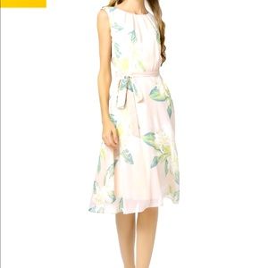 Pink and Floral Linda Charm Midi Dress